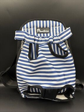 Pawaboo Blue & White Striped Pet Backpack size medium
